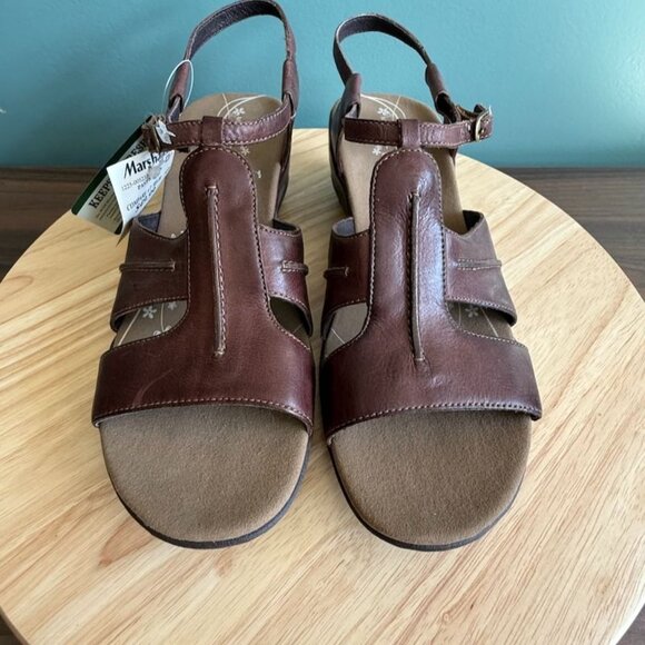 Women’s Merrell Viola Sandal 10 Leather Brown T Strap Vibram Wedge J46258 - Picture 4 of 11